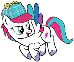 Size: 537x444 | Tagged: safe, artist:noi kincade, zipp storm, pegasus, pony, g4, g5, colored wings, deerstalker, detective, detective zipp, female, flying, g5 to g4, generation leap, hat, multicolored wings, sherlock holmes, simple background, solo, transparent background, unshorn fetlocks, wings, zipplock