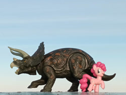 Size: 1032x774 | Tagged: safe, artist:dingopatagonico, pinkie pie, dinosaur, earth pony, pony, triceratops, g4, irl, photo, toy