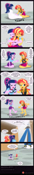 Size: 2293x11726 | Tagged: safe, artist:niban-destikim, flash sentry, sci-twi, sunset shimmer, twilight sparkle, human, comic:the shrinking project, equestria girls, g4, barefoot, feet, larger male, micro, restrained, shrunken, smaller female, spider web