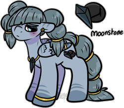 Size: 1521x1328 | Tagged: safe, artist:sexygoatgod, oc, oc only, oc:moonstone, hybrid, pegasus, pony, zony, adoptable, blushing, female, magical lesbian spawn, offspring, parent:limestone pie, parent:queen parabola, parents:limebola, simple background, solo, transparent background