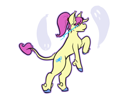 Size: 1800x1400 | Tagged: safe, artist:tartsarts, oc, oc only, oc:heart spark, classical unicorn, ghost, pony, undead, unicorn, cloven hooves, concave belly, concept art, female, horn, leonine tail, mare, simple background, solo, tail, transparent background, unicorn oc, unshorn fetlocks