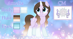 Size: 3748x2016 | Tagged: safe, artist:cindystarlight, oc, oc:amelia snowmelody, pony, unicorn, female, high res, mare, reference sheet, solo