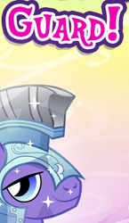 Size: 232x400 | Tagged: safe, gameloft, screencap, amethyst stone, crystal pony, pony, g4, my little pony: magic princess, armor, background pony, captain obvious, cropped, crystal guard, crystal guard armor, english, male, meme, solo, stallion, text, truth, wow! glimmer, you don't say