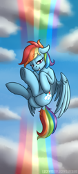 Size: 2160x4800 | Tagged: safe, alternate version, artist:luckynb, rainbow dash, pegasus, pony, g4, cloud, female, flying, high res, mare, solo