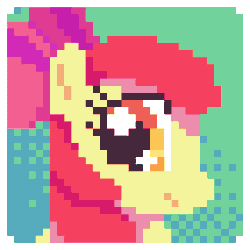 Size: 350x350 | Tagged: safe, artist:megafluffy99, apple bloom, earth pony, pony, g4, animated, aside glance, female, filly, foal, looking at you, pixel art, smiling, solo