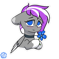 Size: 600x600 | Tagged: safe, artist:swishyfishy4308, oc, oc:banelm, pegasus, pony, choker, commission, flower, outline, pegasus oc, pegasus wings, promo, promotional art, simple background, transparent background, white outline, wings, ych result