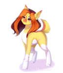 Size: 2588x3000 | Tagged: safe, artist:miralichan, oc, oc only, deer, deer pony, earth pony, hybrid, original species, pony, brown hair, commission, deer oc, high res, non-pony oc, orange eyes, orange hair, simple background, solo, white background, yelling