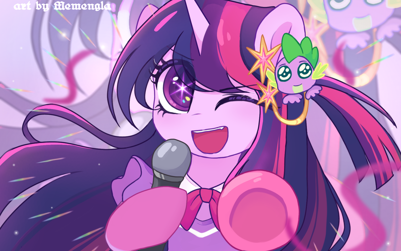 Hioshiro Pony #3171659 - safe, artist:memengla, spike, twilight sparkle, alicorn ...