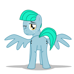 Size: 900x900 | Tagged: safe, alternate version, artist:warren peace, oc, oc only, oc:loop rider, pegasus, pony, ashes town, fallout equestria, both cutie marks, butt, coat markings, dappled, enclave, full body, grand pegasus enclave, looking at you, male, multiple variants, one eye closed, plot, rear view, shadow, show accurate, simple background, solo, stallion, transparent background, wings, wink