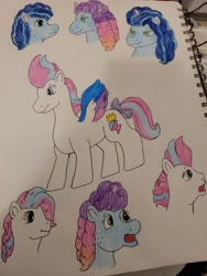 Size: 4032x3024 | Tagged: safe, artist:mintwhistle, misty brightdawn, zipp storm, pegasus, pony, twinkle eyed pony, unicorn, g1, g5, angry, bow, colored wings, crayon drawing, duo, duo female, female, freckles, frown, g5 to g1, generation leap, horn, looking at each other, looking at someone, mare, multicolored wings, open mouth, rebirth misty, shocked, shocked expression, sketchbook, smiling, spread wings, style emulation, surprised, tail, tail bow, traditional art, unamused, wet, wet mane, wet mane zipp storm, wings, zipp storm is not amused, zipparade