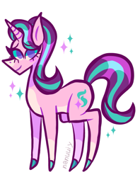 Size: 913x1152 | Tagged: safe, artist:nanuuiy, starlight glimmer, pony, unicorn, g4, looking at you, simple background, smiling, solo, standing, white background