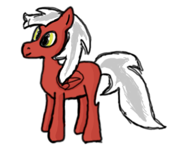 Size: 915x804 | Tagged: safe, artist:auro, oc, oc only, oc:copper blade, pegasus, pony, blank flank, newbie artist training grounds, pegasus oc, simple background, smiling, solo, white background, yellow eyes