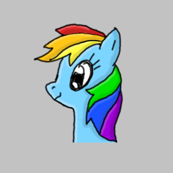 Size: 1000x1000 | Tagged: safe, alternate version, artist:auro, rainbow dash, pegasus, pony, g4, digital art, gray background, icon, newbie artist training grounds, profile picture, simple background, solo