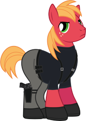 Size: 2190x3080 | Tagged: safe, anonymous artist, artist:edy_january, edit, vector edit, big macintosh, earth pony, pony, g4, 92fs, angry, beretta, beretta 92fs, beretta m9a1, black shirt, boots, bsaa, chris redfield, clothes, equipment, gears, gloves, gun, handgun, high res, looking at you, m9, m9a1, male, military, military pony, parody, pistol, pony parody, resident evil, resident evil 5, shoes, simple background, stallion, tactical, tactical pants, transparent background, us airforce, vector, vector used, weapon