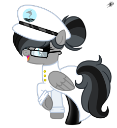 Size: 2848x3097 | Tagged: safe, artist:princessmoonsilver, oc, oc:dr.kramer, pegasus, pony, 2024 community collab, derpibooru community collaboration, clothes, female, glasses, hat, high res, lab coat, latex, latex socks, looking at you, simple background, socks, solo, transparent background, wings