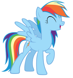 Size: 7000x7500 | Tagged: safe, artist:tardifice, rainbow dash, pegasus, pony, g4, ^^, absurd resolution, eyes closed, female, mare, open mouth, raised hoof, simple background, smiling, solo, transparent background, vector