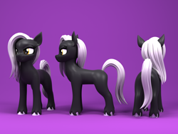 Size: 2000x1500 | Tagged: safe, artist:argos90, oc, oc:belleza negra, earth pony, pony, 3d, black and white, butt, grayscale, monochrome, plot, reference sheet, sheet, solo, turnaround