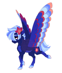 Size: 3202x3776 | Tagged: safe, artist:gigason, oc, oc only, oc:fire bloom, pegasus, pony, colored wings, female, flower, flower in hair, high res, mare, multicolored wings, offspring, parent:sea swirl, parent:star hunter, simple background, solo, transparent background, wings