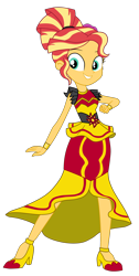 Size: 1900x3784 | Tagged: safe, artist:gmaplay, sunset shimmer, human, equestria girls, equestria girls specials, g4, my little pony equestria girls: dance magic, alternate hairstyle, clothes, cropped, dress, flamenco dress, simple background, solo, sunset shimmer flamenco dress, transparent background, unf, vector