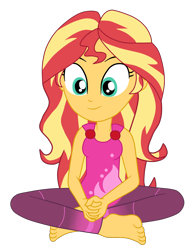 Size: 1900x2461 | Tagged: safe, artist:gmaplay, sunset shimmer, human, equestria girls, g4, my little pony equestria girls: choose your own ending, wake up!, wake up!: rainbow dash, barefoot, cute, feet, female, geode of empathy, magical geodes, shimmerbetes, simple background, sleeveless, solo, transparent background, yoga, yoga mat