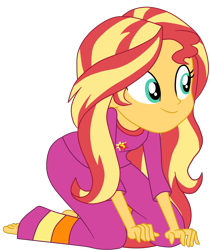 Size: 1928x2292 | Tagged: safe, artist:gmaplay, sunset shimmer, human, equestria girls, equestria girls specials, g4, my little pony equestria girls: better together, my little pony equestria girls: sunset's backstage pass, awakening, clothes, cute, female, pajamas, shimmerbetes, simple background, solo, transparent background