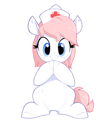 Size: 2630x2985 | Tagged: safe, artist:aquaticvibes, nurse redheart, earth pony, pony, g4, blushing, cute, female, front view, high res, looking at you, mare, simple background, sitting, smiling, smiling at you, solo, transparent background