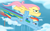 Size: 1280x800 | Tagged: safe, artist:knight725, artist:nightmaremoons, artist:rainbowdash180, artist:speccysy, artist:takua770, fluttershy, rainbow dash, g4, cloudsdale, race, racing