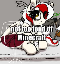 Size: 1424x1500 | Tagged: source needed, safe, artist:aryn, oc, oc:awya lightfeather, alcohol, minecraft, wine