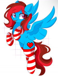 Size: 1284x1702 | Tagged: safe, artist:cinnamontee, oc, oc only, oc:lucid heart, pegasus, pony, clothes, female, pegasus oc, socks, solo, striped socks, tongue out, wings