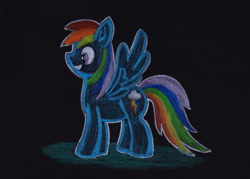 Size: 1024x732 | Tagged: safe, artist:malte279, rainbow dash, g4, black background, colored pencil drawing, simple background, traditional art