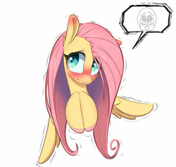 Size: 1000x952 | Tagged: safe, artist:inkypuso, fluttershy, pegasus, pony, g4, blushing, bust, colored hooves, cute, ear blush, eye clipping through hair, female, fingers together, floppy ears, hooves to the chest, hooves together, mare, one ear down, shivering, shyabetes, simple background, solo, unshorn fetlocks, white background