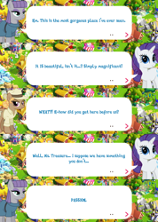 Size: 2048x2880 | Tagged: safe, gameloft, idw, buried treasure, maud pie, rarity, earth pony, pony, unicorn, g4, my little pony: magic princess, official, clothes, dialogue, dialogue box, english, event, female, hat, high res, horn, idw showified, mare, mobile game, speech bubble, text