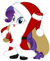 Size: 840x1024 | Tagged: artist needed, safe, rarity, pony, unicorn, g4, beard, belt, bipedal, boots, christmas, clothes, coat, costume, fake beard, female, gloves, hat, holiday, horn, looking at you, mare, open mouth, sack, santa beard, santa claus, santa coat, santa costume, santa hat, santa sack, shoes, simple background, solo, standing, transparent background, vector