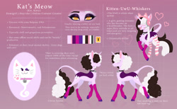 Size: 1920x1179 | Tagged: safe, artist:doekitty, oc, oc only, oc:kat's meow, pony, unicorn, clothes, female, gradient background, mare, reference sheet, socks, solo, striped socks