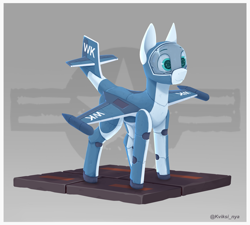 Size: 3294x2968 | Tagged: safe, artist:kviksi, gynoid, original species, plane pony, pony, robot, robot pony, f2h-2, female, high res, plane, signature, simple background, solo