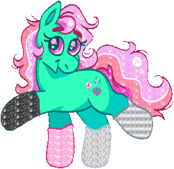 Size: 790x768 | Tagged: safe, artist:msponies, minty, earth pony, pony, g3, animated, clothes, demigirl, gif, simple background, socks, solo, sparkly eyes, sparkly mane, transparent background, wingding eyes