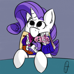 Size: 3000x3000 | Tagged: safe, artist:anonymous, idw, rarity, pony, g4, comic, cute, high res, shadow, simple background, solo