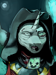 Size: 2340x3150 | Tagged: safe, artist:fly over, oc, lich, pony, undead, unicorn, equestria at war mod, bust, high res, horror, portrait