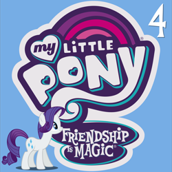 Size: 5252x5250 | Tagged: safe, rarity, pony, unicorn, g4, 4, album cover, female, mare, my little pony logo, number