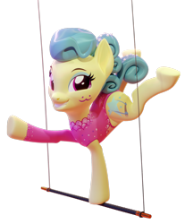 Size: 1792x2160 | Tagged: safe, artist:xppp1n, trapeze star, pony, g4, 3d, acrobatics, clothes, cycles render, female, leotard, mare, revamped ponies, simple background, solo, standing, standing on one leg, transparent background, trapeze