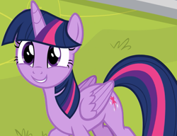 Size: 1114x855 | Tagged: safe, screencap, twilight sparkle, alicorn, pony, g4, horse play, season 8, adorkable, cropped, cute, dork, female, folded wings, mare, smiling, solo, twiabetes, twilight sparkle (alicorn), wings
