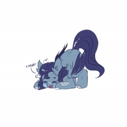 Size: 2048x2048 | Tagged: safe, artist:melopie, oc, oc:wax n' wane, bat pony, bat pony oc, behaving like a cat, dishevelled, face down ass up, high res, simple background, solo, stretching, white background, yawn