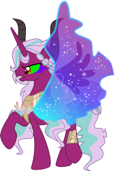Size: 5223x7740 | Tagged: safe, artist:shootingstarsentry, oc, oc only, oc:dark fire, alicorn, pony, absurd resolution, interspecies offspring, offspring, parent:lord tirek, parent:opaline arcana, simple background, solo, transparent background