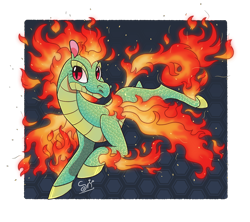 Size: 2048x1820 | Tagged: safe, artist:snail-speed, tianhuo (tfh), dragon, hybrid, longma, them's fightin' herds, community related, female, fiery wings, mane of fire, simple background, solo, tail, tail of fire, transparent background, wings