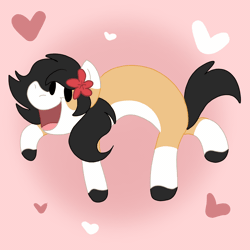 Size: 2000x2000 | Tagged: safe, artist:euspuche, oc, oc only, oc:liliya krasnyy, earth pony, pony, animated, dancing, flower, flower in hair, gif, gradient background, happy, high res, smiling, solo
