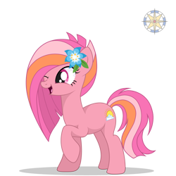 Size: 3500x3500 | Tagged: safe, artist:r4hucksake, oc, oc only, oc:meadow sunrise, earth pony, pony, female, flower, flower in hair, high res, mare, one eye closed, simple background, solo, transparent background, wink