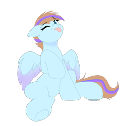 Size: 2000x2000 | Tagged: safe, artist:xcinnamon-twistx, oc, oc only, oc:bittersweet, pegasus, pony, :p, artfight, high res, not rainbow dash, short hair, simple background, sitting, solo, tongue out, transparent background
