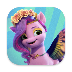 Size: 1024x1024 | Tagged: safe, gameloft, pipp petals, pegasus, pony, bridlewoodstock (make your mark), g5, my little pony: make your mark, my little pony: make your mark chapter 4, my little pony: mane merge, official, abstract background, app icon, bridlewoodstock, female, floral head wreath, flower, jewelry, mare, necklace, shadow, simple background, solo, transparent background