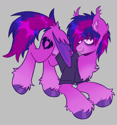 Size: 1725x1845 | Tagged: safe, artist:mxmx fw, bat pony, pony, bat wings, chest fluff, clothes, ear fluff, emo, eyeliner, eyeshadow, fall out boy, fangs, folded wings, hoof fluff, hoof polish, looking at you, makeup, male, messy mane, pete wentz, ponified, shirt, smiling, smiling at you, solo, tail, tail fluff, two toned mane, unshorn fetlocks, wings