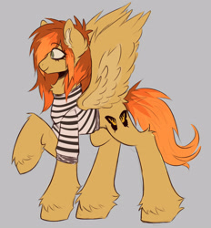 Size: 1900x2050 | Tagged: safe, artist:k0br4, pegasus, pony, clothes, emo, eyeliner, female, hayley williams, makeup, mare, messy mane, paramore, ponified, raised hoof, shirt, solo, spread wings, stripes, wings